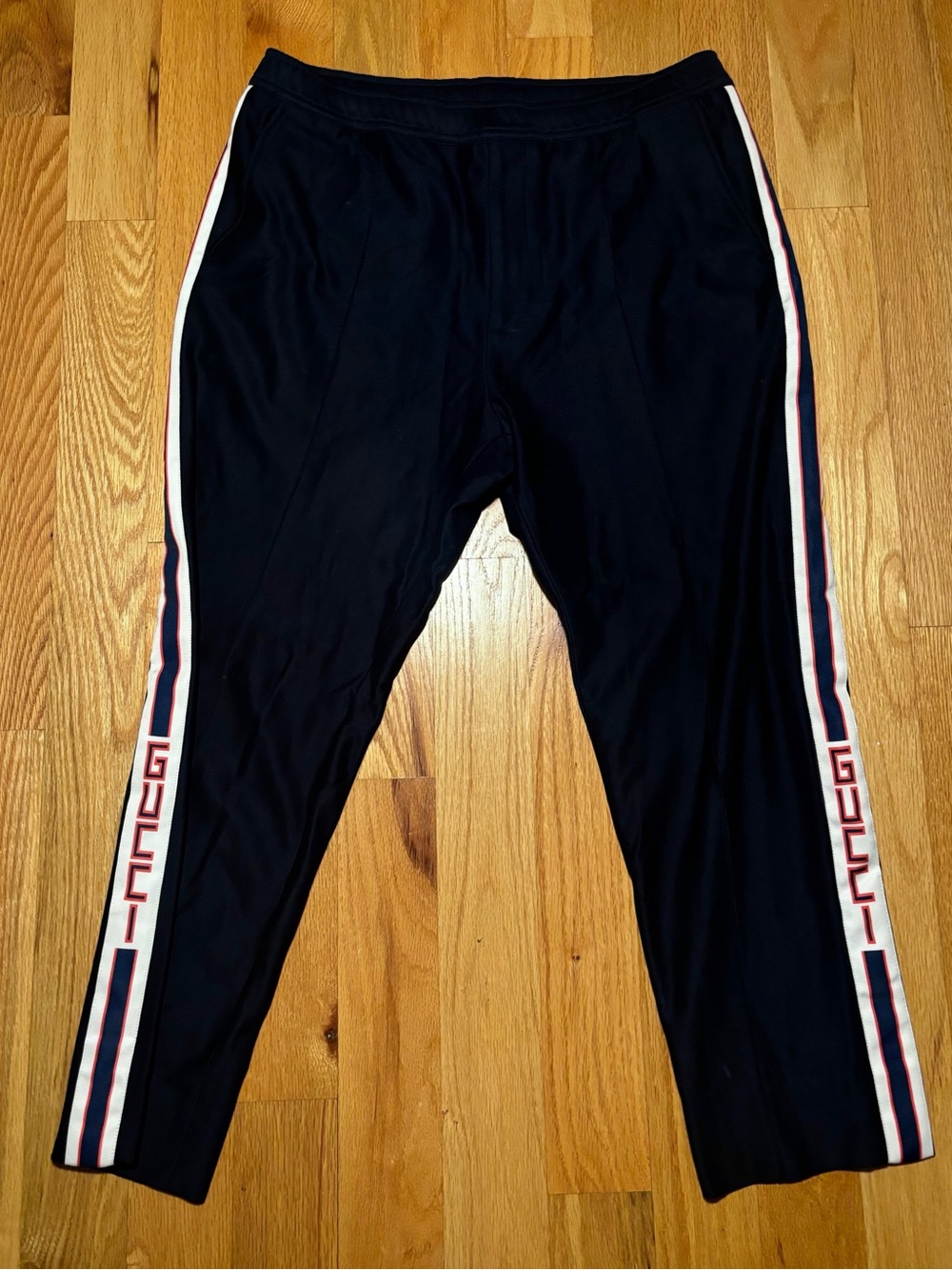 Gucci Logo Tape Runway Pants Midnight Navy Red🔥
